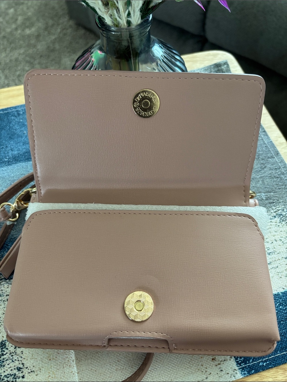 Madison West Small Dusty Pink Bow Crossbody Bag with Gold Hardware - Picture 4 of 10